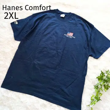 컨디션 최상 헤인즈 프린트 티셔츠 빅 실루엣 2XL 네이비 4459