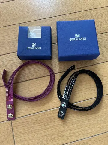 스와로브스키 SWAROVSKI 스웨이드 팔찌 2개 세트