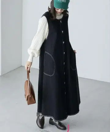 봉루 씰 버튼 플라이 데님 점퍼 스커트