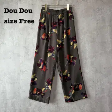 두두 DouDou 빅 플라워 프린트 팬츠 새상품급 새틴 원단