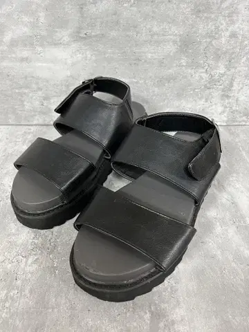 LOOSE 메탈 부품 하이 밑창 가죽 샌들 블랙 M