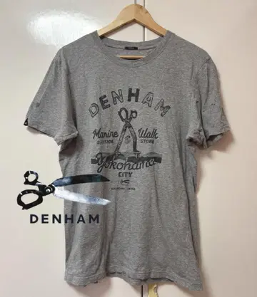 DENHAM 그레이 프린트 티셔츠 요코하마