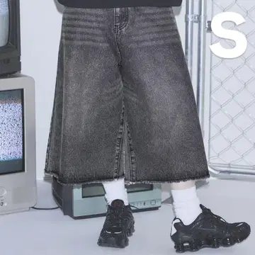 MSG 빈티지 가공 오버 배기 조츠 하프 데님 [UNISEX]