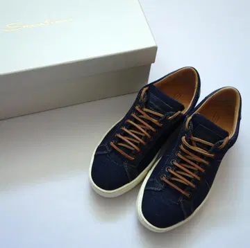 Santoni 네이비 데님 스니커즈