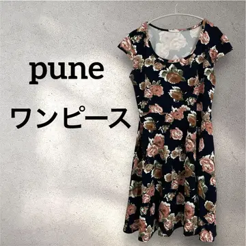 pune 꽃무늬 반팔 무릎 기장 원피스