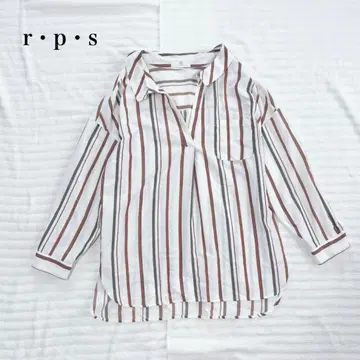 RPS 긴팔 셔츠 스트라이프 V넥 캐주얼 워셔블