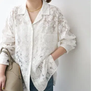 완판템 spick&span 레이스 오픈 카라 셔츠