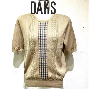 DAKS 베이지 반팔 니트 코튼 100%