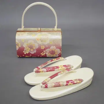 M704-3 후리소데용 백과 조리 세트 아이보리/핑크 벚꽃 패턴