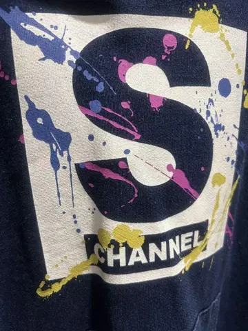 사마즈 CHANNEL 스플래쉬 프린트 후드티 네이비