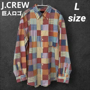 90s J CREW J 크루 거인 로고 패치워크 프린트 셔츠 L 사이즈
