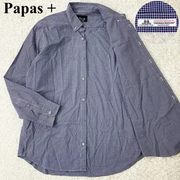 컨디션 최상 Papas 토마스 메이슨 원단 긴팔 셔츠 체크 L 로고