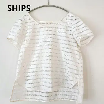 SHIPS 쉽스 레이스 스트라이프 반팔 상의 블라우스 티셔츠