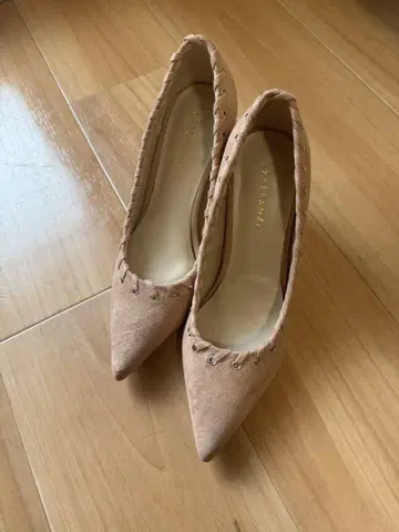 베이지 스웨이드 레이스업 하이힐 22cm