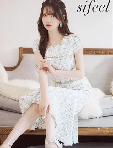 Jewels 체인 트위드 머메이드 원피스 드레스