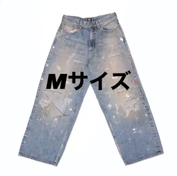 TSY 찢어진 와이드 스트레이트 데님 인디고 M
