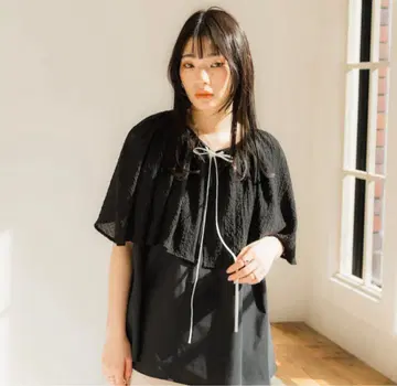 sai made in Japan 케이프 블라우스 블랙