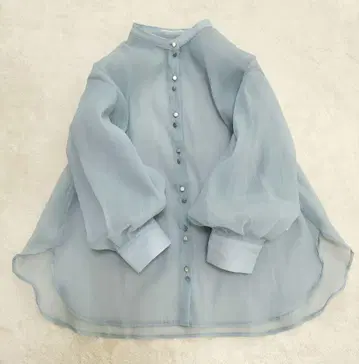 NICE CLAUP 시어 자켓 블라우스 프리 사이즈 스카이블루