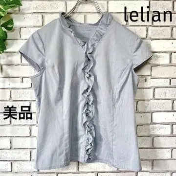 레리안 프릴 블라우스 스트레치 프렌치 슬리브 블루 M 새상품급