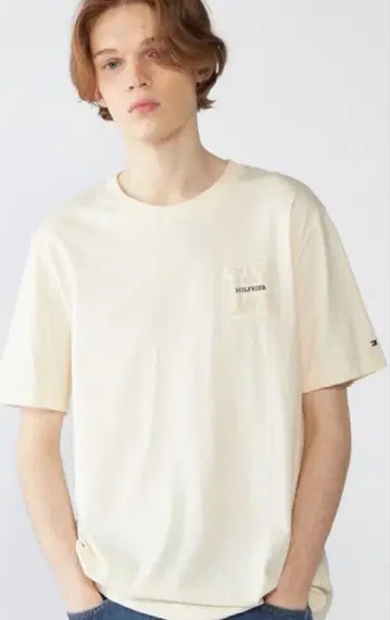 타미힐피거 부클레 H 자수 티셔츠 L