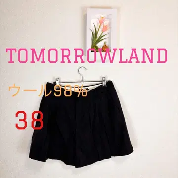 z117 TOMORROWLAND 울 혼방 플리츠 숏 팬츠 38 블랙
