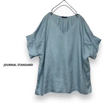 JOURNAL STANDARD 린넨 블라우스 린넨 와이드 블라우스 블루