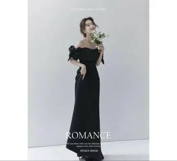 A 라인 오프숄더 웨딩 드레스 블랙 사전 촬영 2차 모임