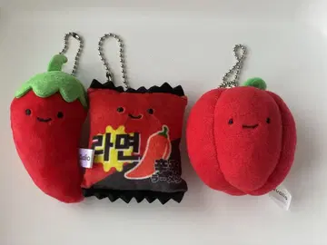 니코리노 봉제 인형 3종 세트 빨간색 계열