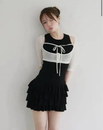 앤드메리 소피아 프릴 세트 드레스 블랙