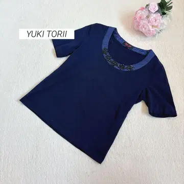 토리 유키 비쥬 컷 티셔츠 티셔츠 상의 반팔 네이비 38