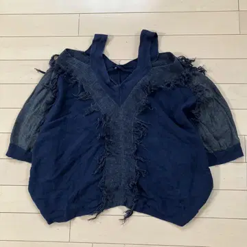 7.4 loaf LE TRICOT 반팔 니트 네이비 사이즈 ONE