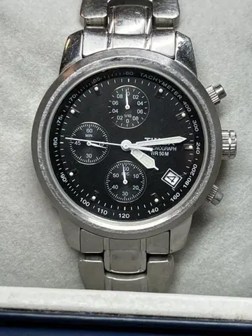 TIMEX 크로노그래프 블랙 다이얼 WR50M DAY 작동 상품