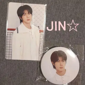 BTS JIN 팝업 포토 카드와 가챠의 캔 배지