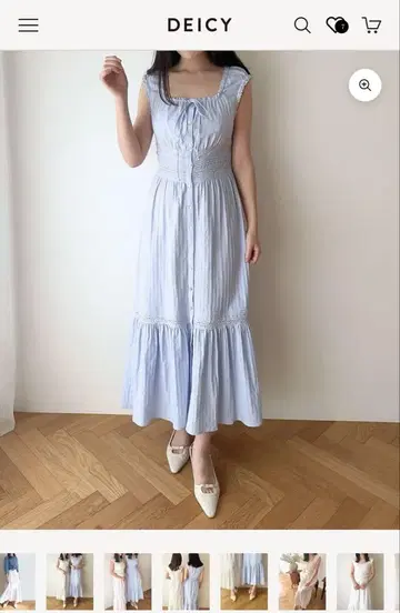 deicy 코튼 레이스 스트라이프 원피스