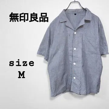 무인양품 [M] 반팔 셔츠 그레이 계열 코튼 100% 무인양품 무지