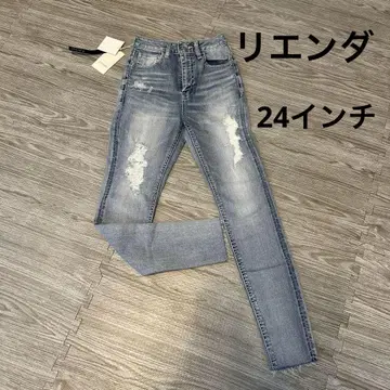 택 포함 새상품 리엔다 크러쉬 데미지 스키니 데님 24인치