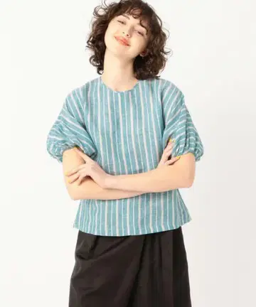 새상품 macphee 크리스프 린넨 볼륨 슬리브 풀오버