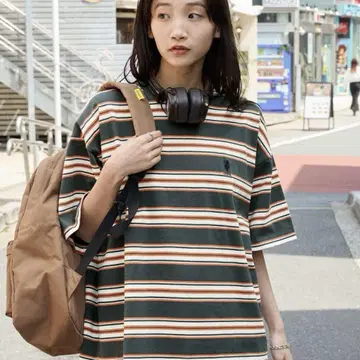 스트라이프 반팔 티셔츠 프리 사이즈