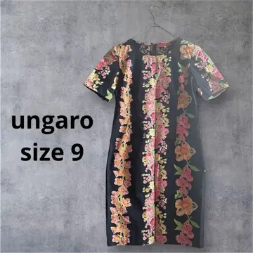 ungaro 웅가로 빈티지 꽃무늬 반팔 무릎 기장 원피스 레트로