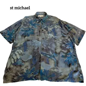 구제 의류 st michael 반팔 셔츠 레이온 올 패턴 마크스&스펜서
