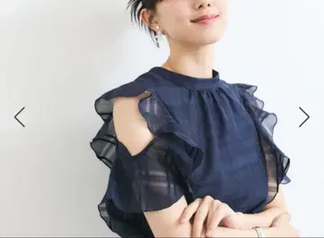 프릴 블라우스 vis 네이비