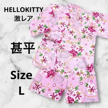 컨디션 최상 헬로키티 진베이 여성용 핑크 꽃무늬 L 레어 KITTY
