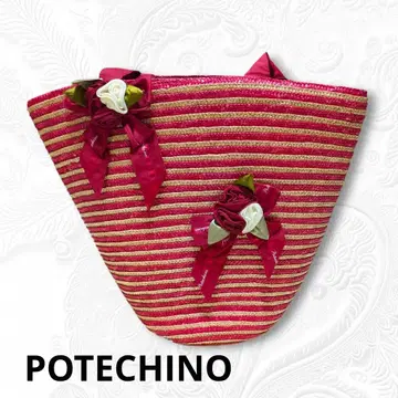 POTECHINO 포테치노 바스켓 백 꽃 리본 토트백