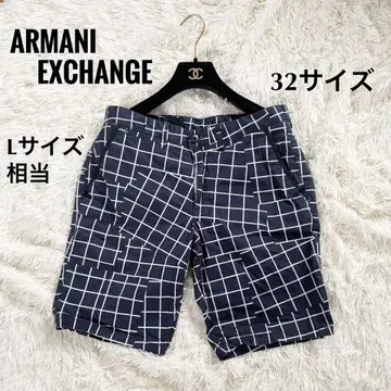 ARMANI EXCHANGE 아르마니 체크 하프 팬츠 네이비 32 L