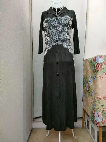 플리츠 롱 원피스 블랙