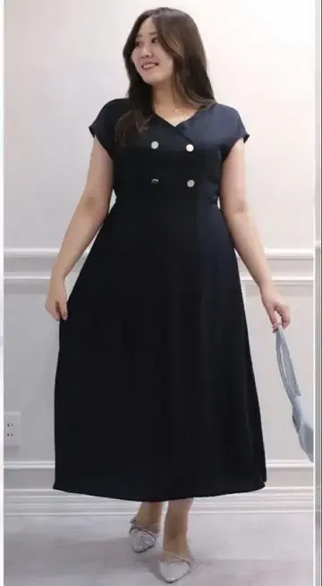 시마무라 runa 콜라보 버튼 원피스 네이비 LL