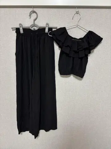 블랙 오프숄더 셋업 여성용