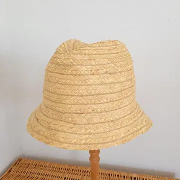 HAT attack 베이지 라피아 버킷 햇 밀짚모자