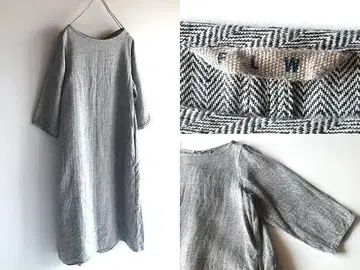 FLW fog 린넨 헤링본 원피스