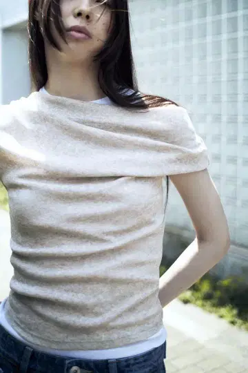 미사용 새상품 자라 비대칭 더블 티셔츠 베이지